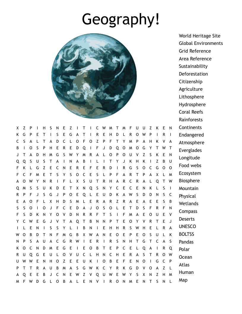 Geography Word Search WordMint Geography Word Search WordMint