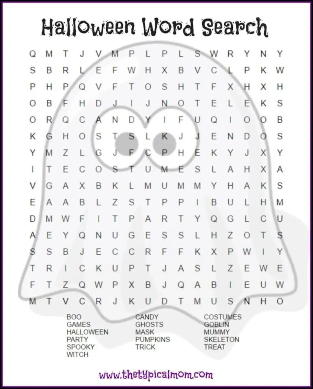 Ghost Halloween Word Search Printable Etsy Ghost Halloween Word Search Printable Etsy