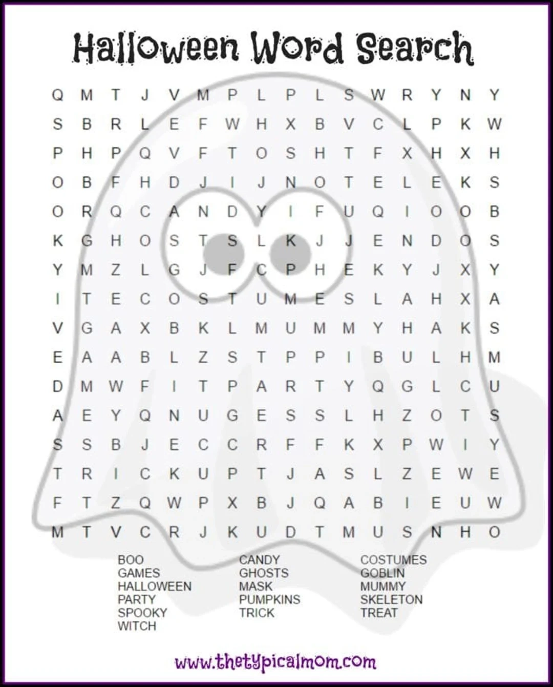 Ghost Halloween Word Search Printable Etsy Ghost Halloween Word Search Printable Etsy