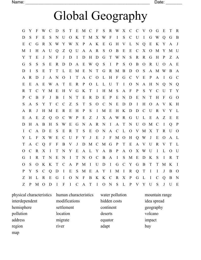 Global Geography Word Search WordMint Global Geography Word Search WordMint