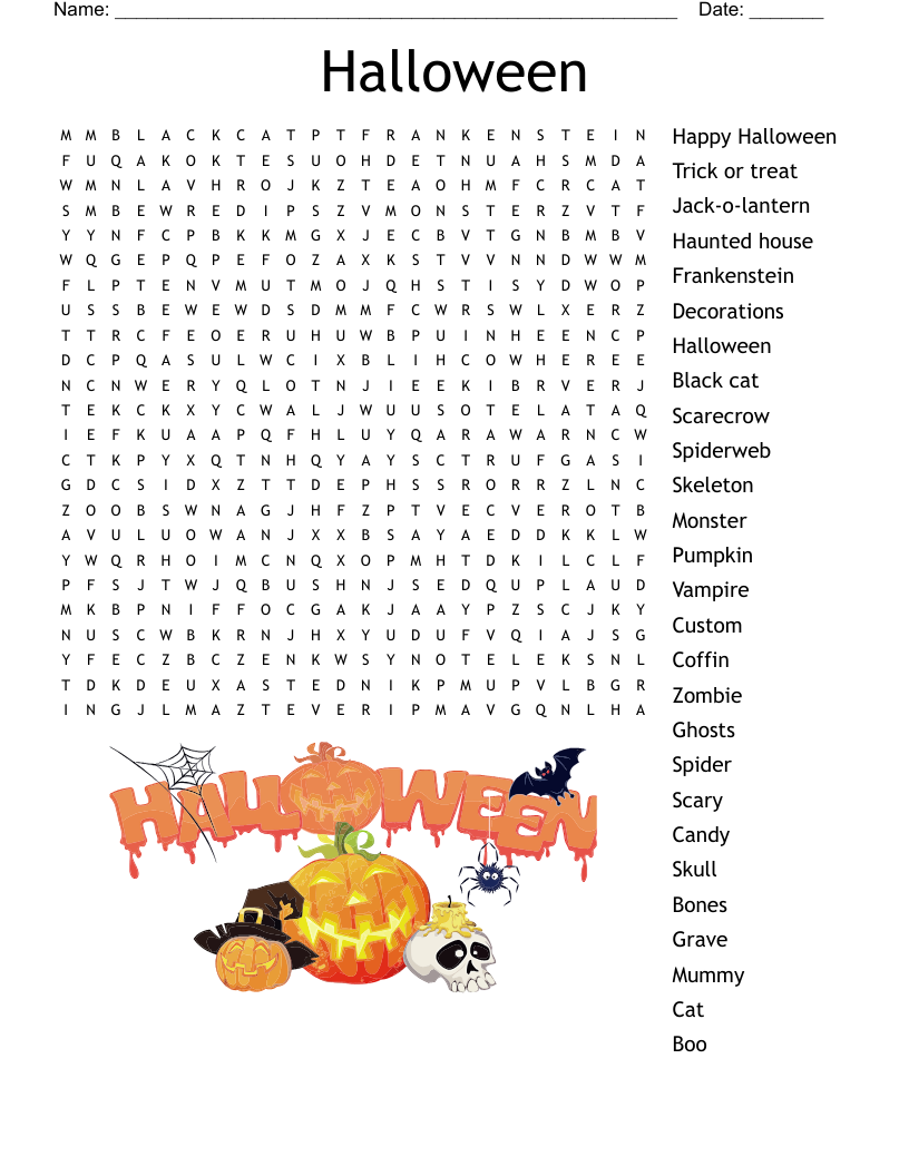 Halloween Word Hunt Word Search WordMint Halloween Word Hunt Word Search WordMint