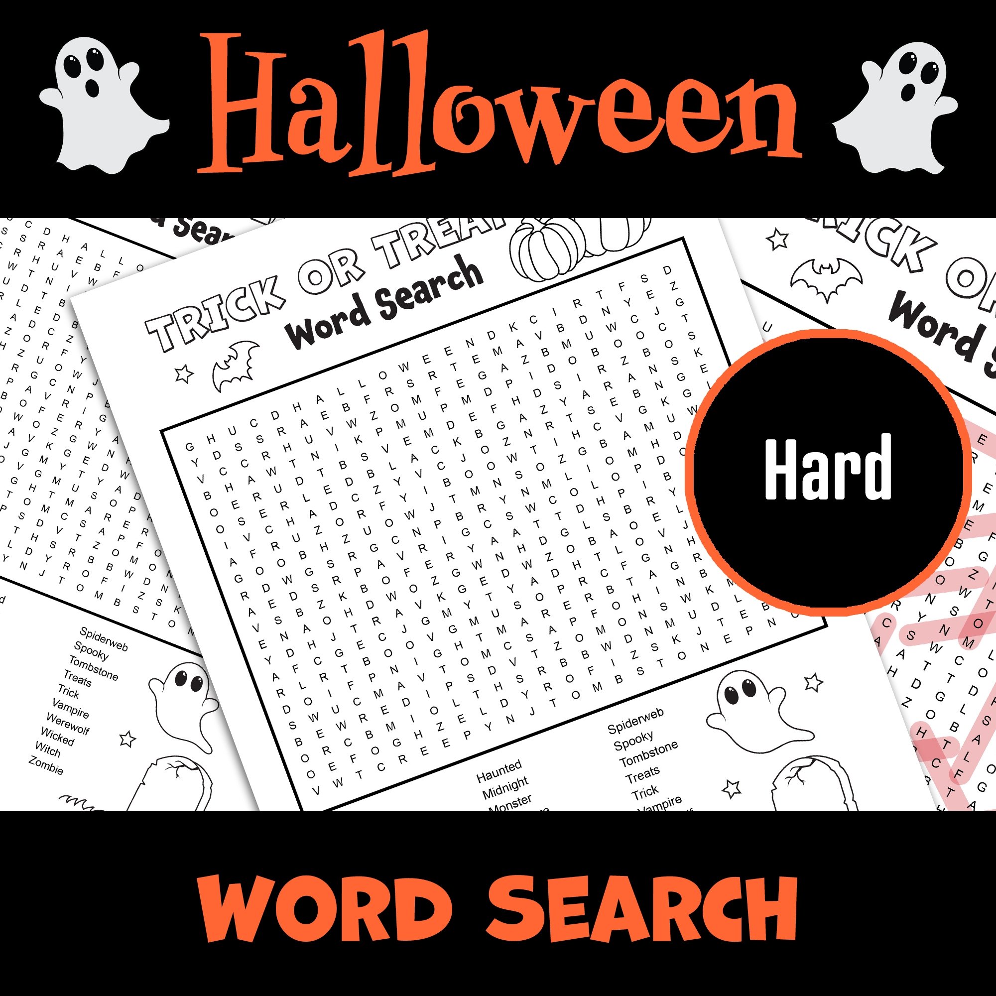 Halloween Word Search Hard Level Fall Activity October Word Search Classful