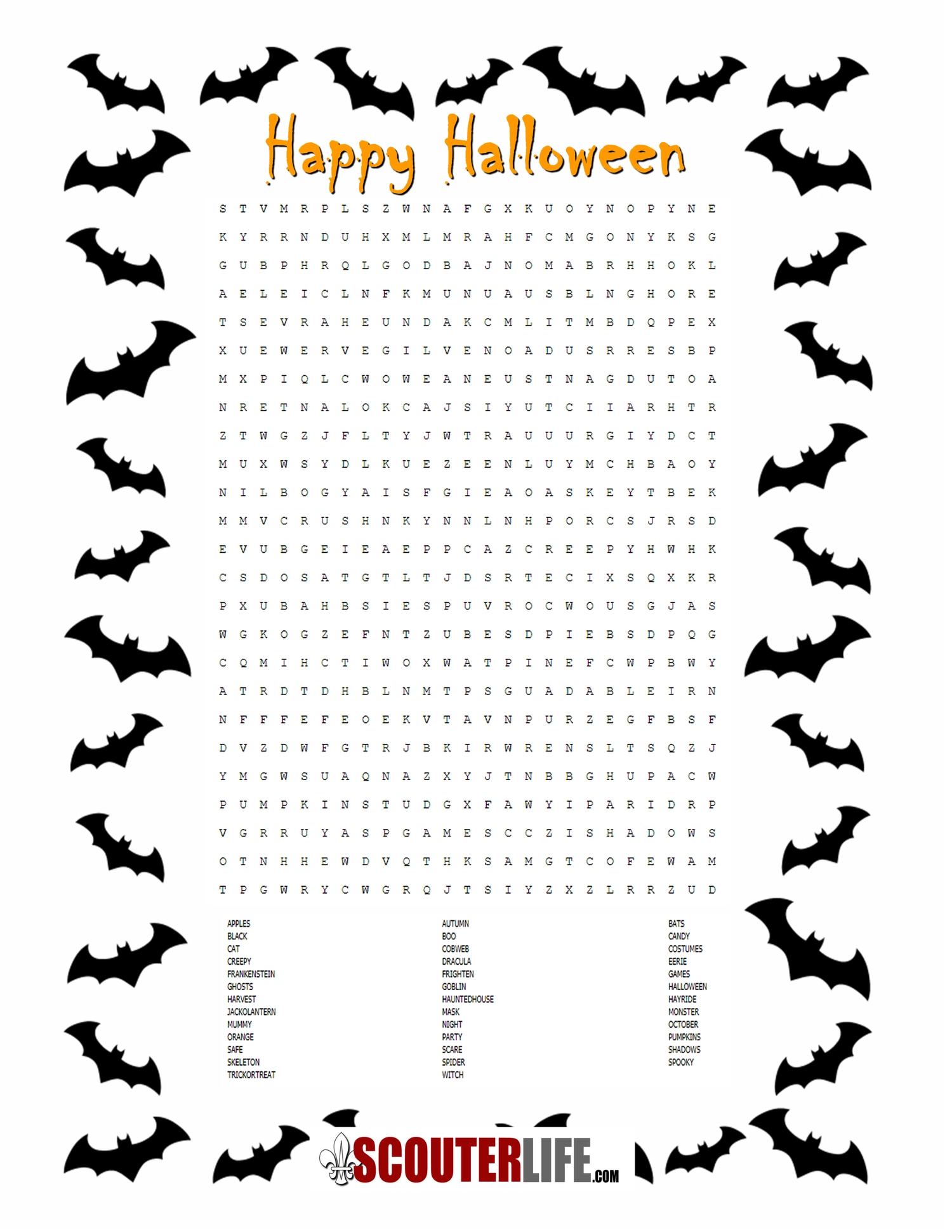 Halloween Word Search Free Printable Halloween Word Search Free Printable