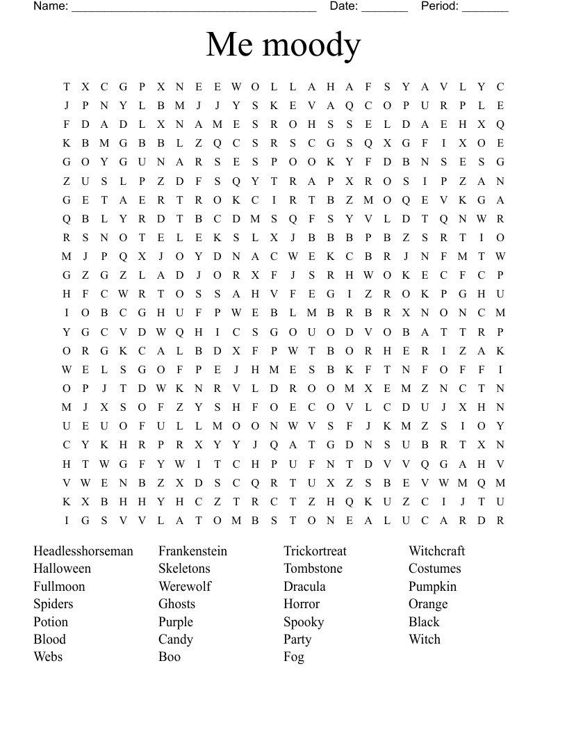 Word Search For Halloween Printable Word Search For Halloween Printable