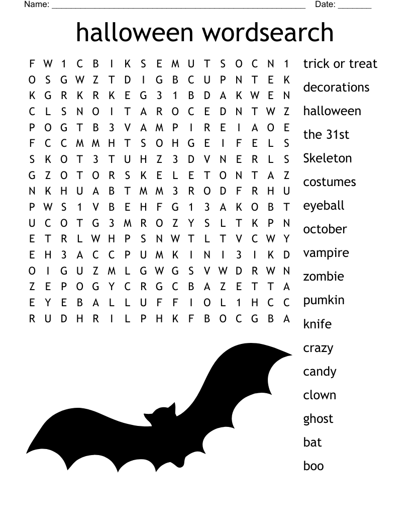 Halloween Word Search WordMint Halloween Word Search WordMint