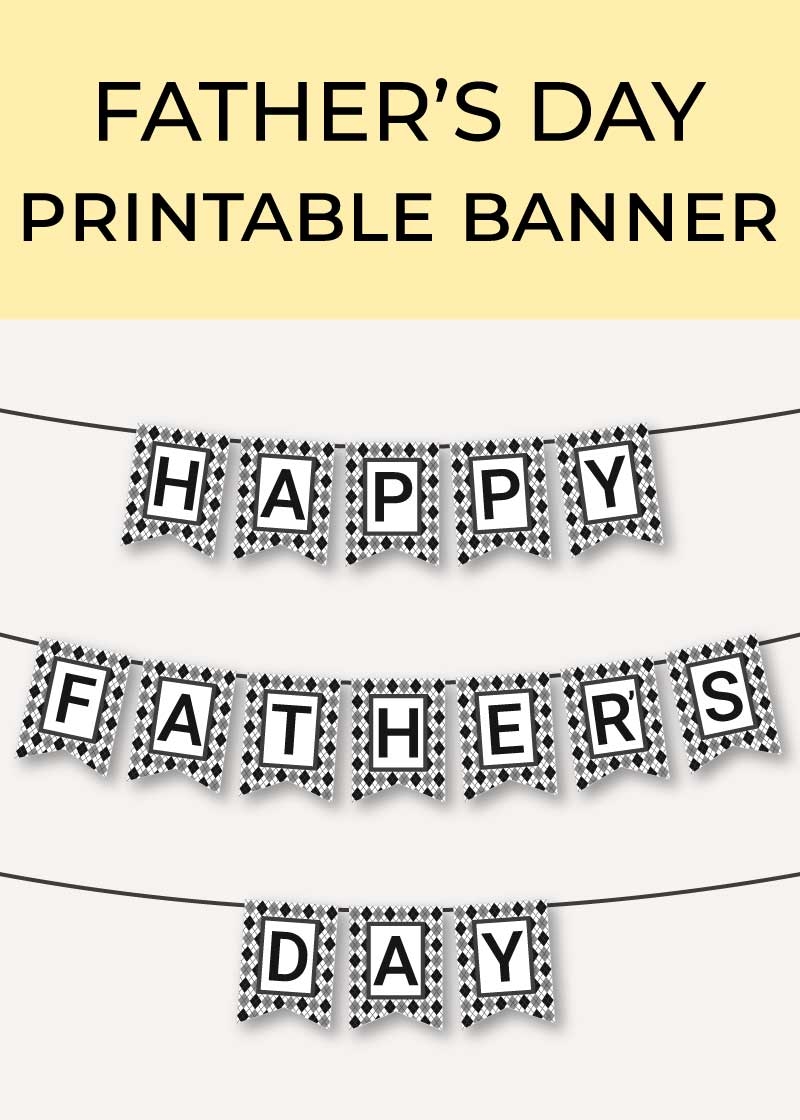 Happy Father s Day Printable Banner Chevron Lemon Happy Father s Day Printable Banner Chevron Lemon