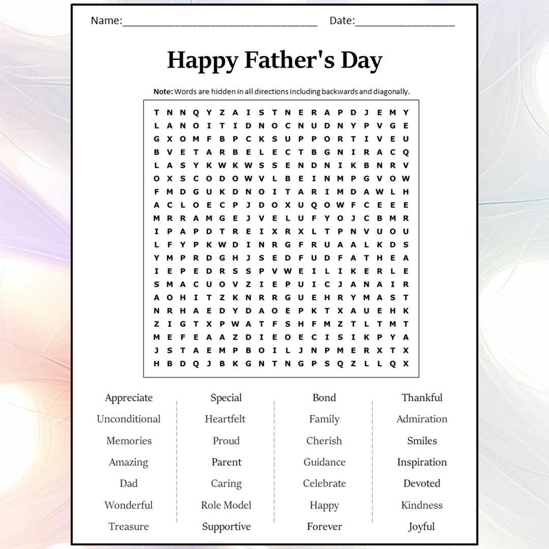 Happy Father s Day Word Search Puzzle Worksheet Activity PDF PrintableBazaar Happy Father s Day Word Search Puzzle Worksheet Activity PDF PrintableBazaar