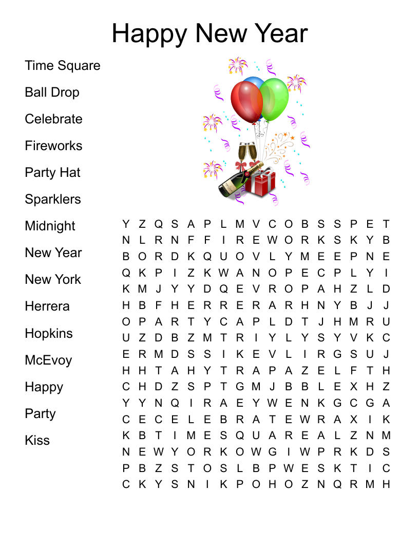 New Year Word Search Printable Free New Year Word Search Printable Free
