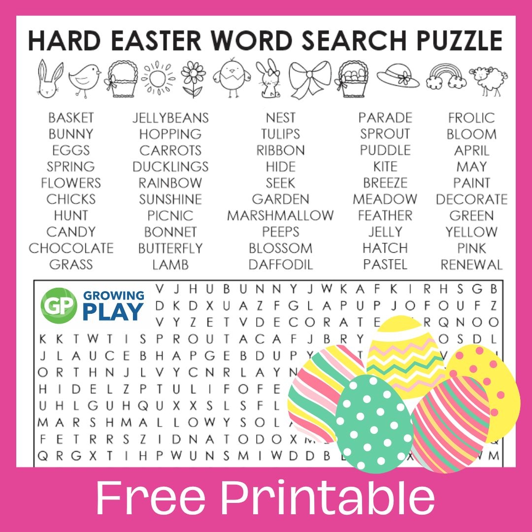 Hard Easter Word Search Printable Free Growing Play Hard Easter Word Search Printable Free Growing Play