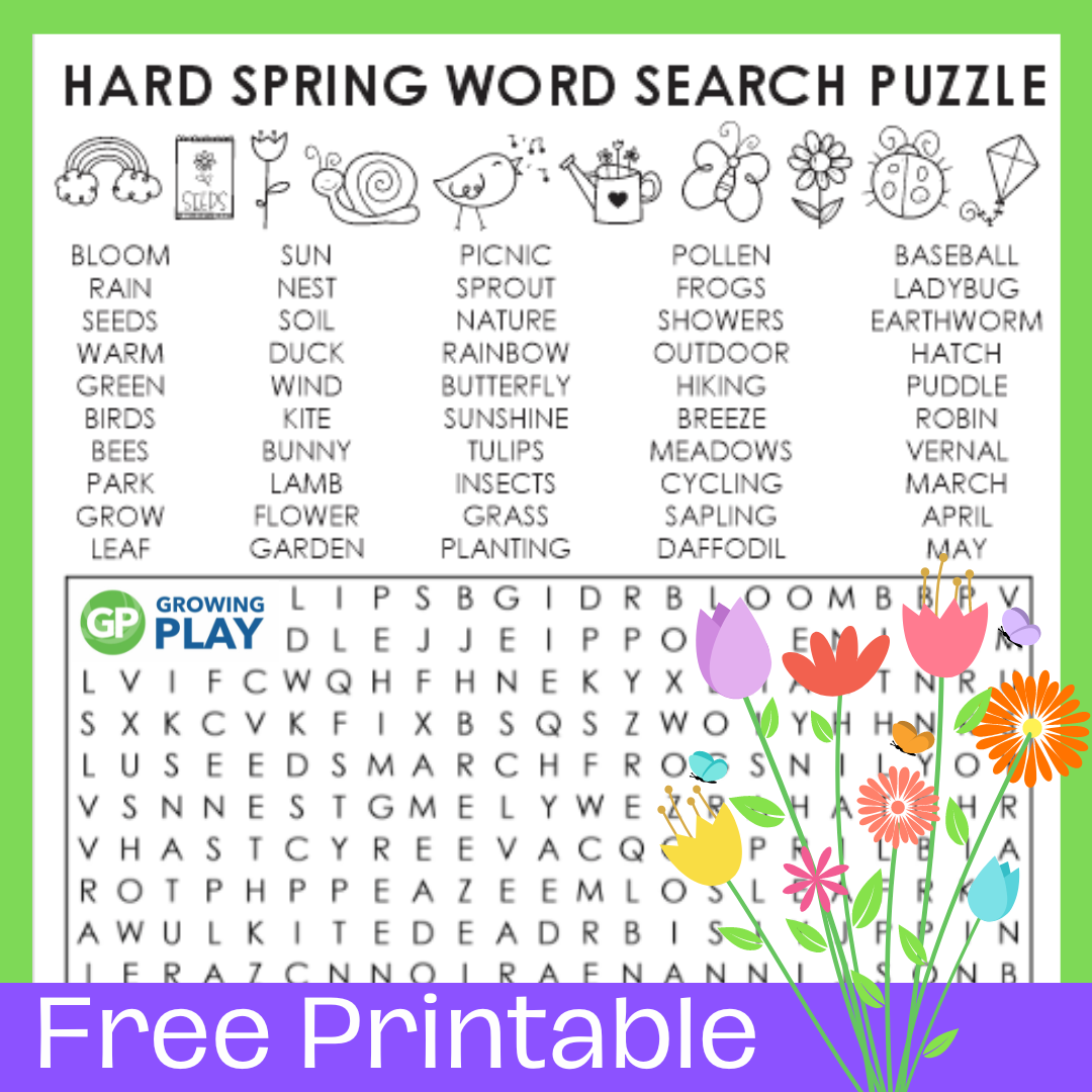 Hard Spring Word Search Puzzle Free Growing Play Hard Spring Word Search Puzzle Free Growing Play