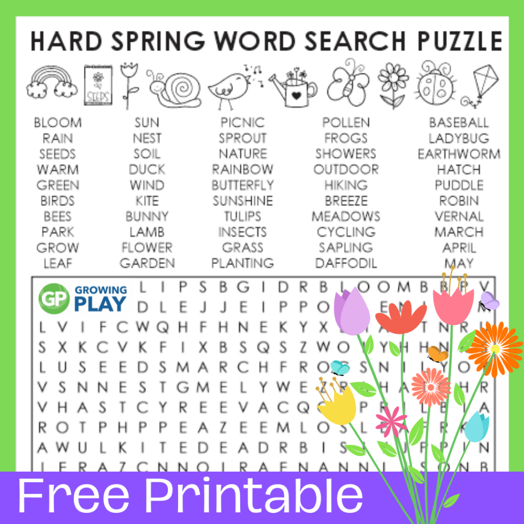 Hard Spring Word Search Puzzle Free Growing Play Hard Spring Word Search Puzzle Free Growing Play
