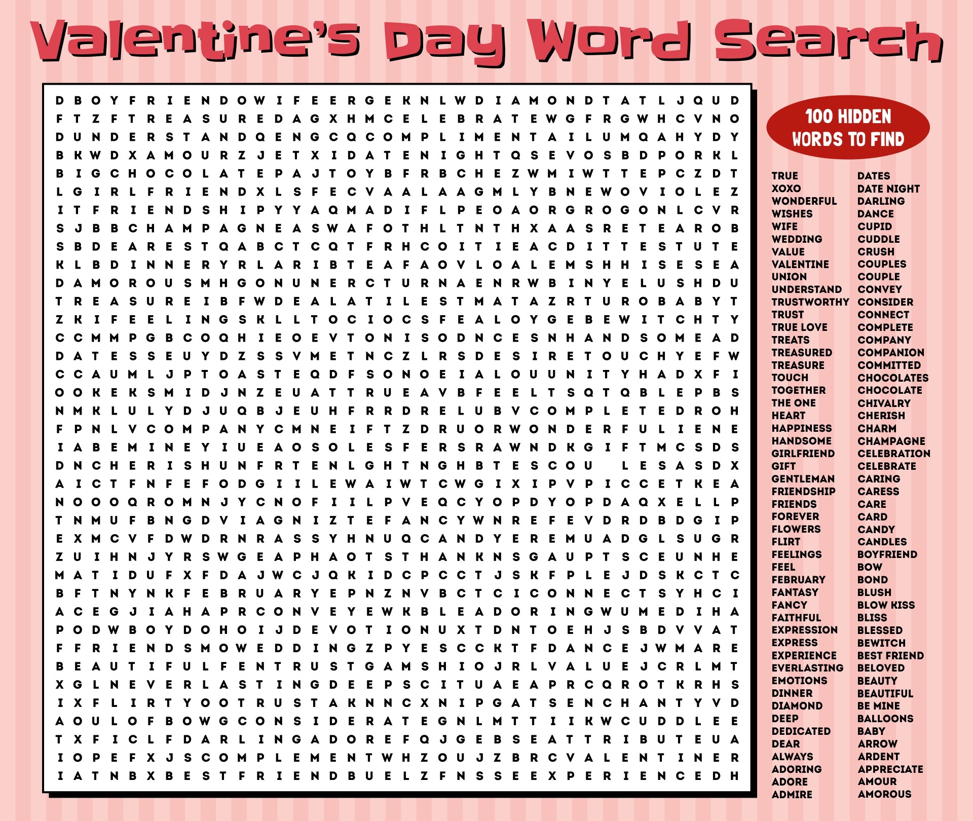 Free Printable Hard 100 Word Word Search Pdf