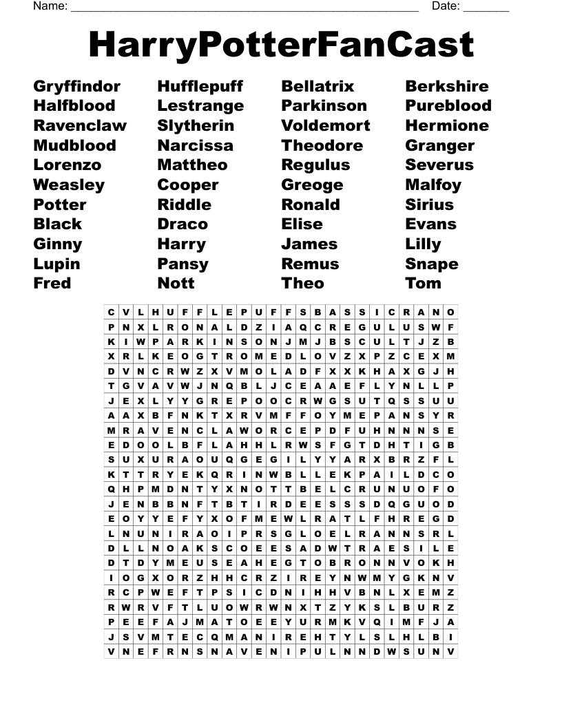 Harry Potter Word Search Printable Hard Harry Potter Word Search Printable Hard