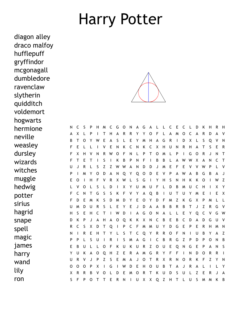 Harry Potter Word Search WordMint Harry Potter Word Search WordMint