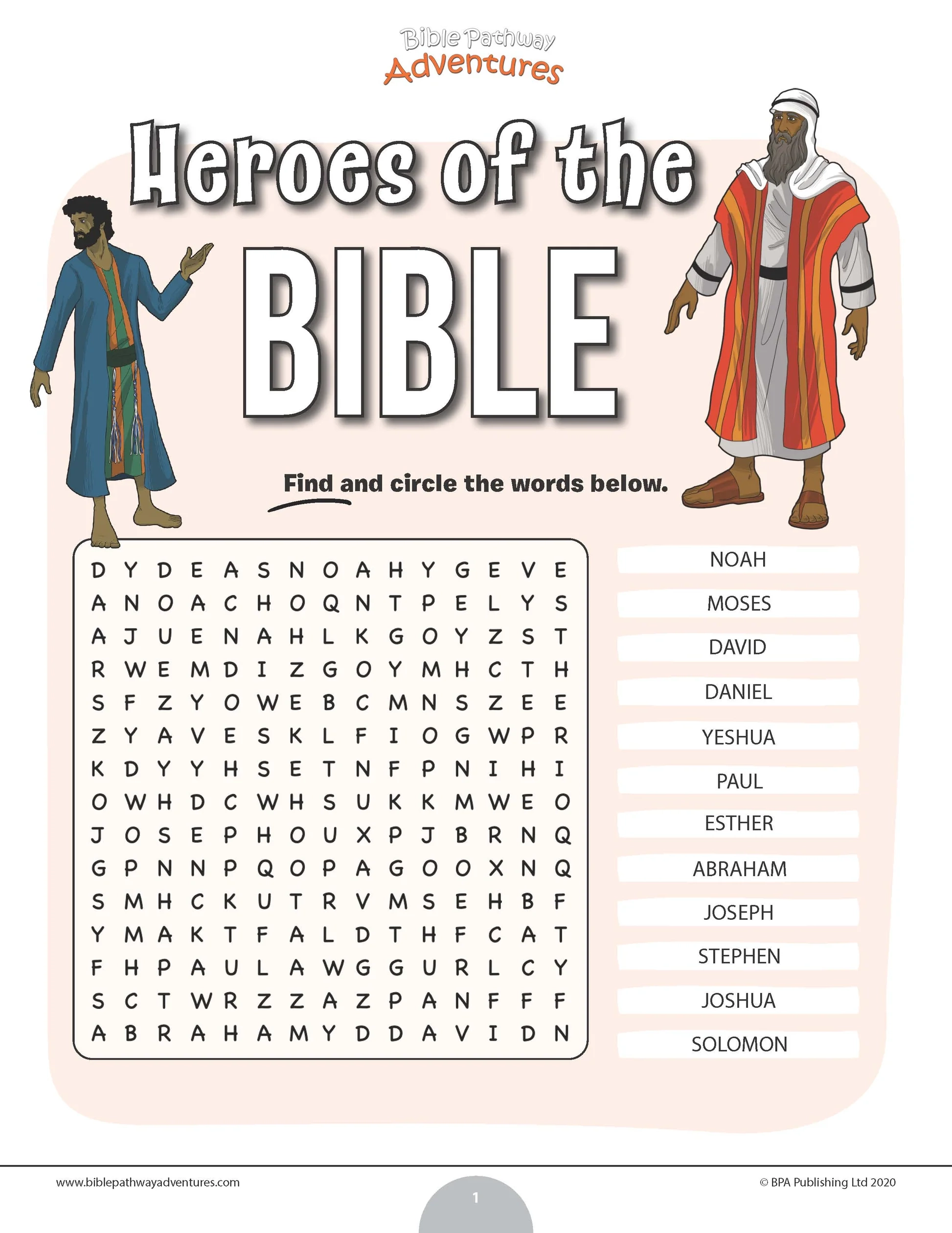 Heroes Of The Bible Word Search PDF Bible Pathway Adventures Heroes Of The Bible Word Search PDF Bible Pathway Adventures
