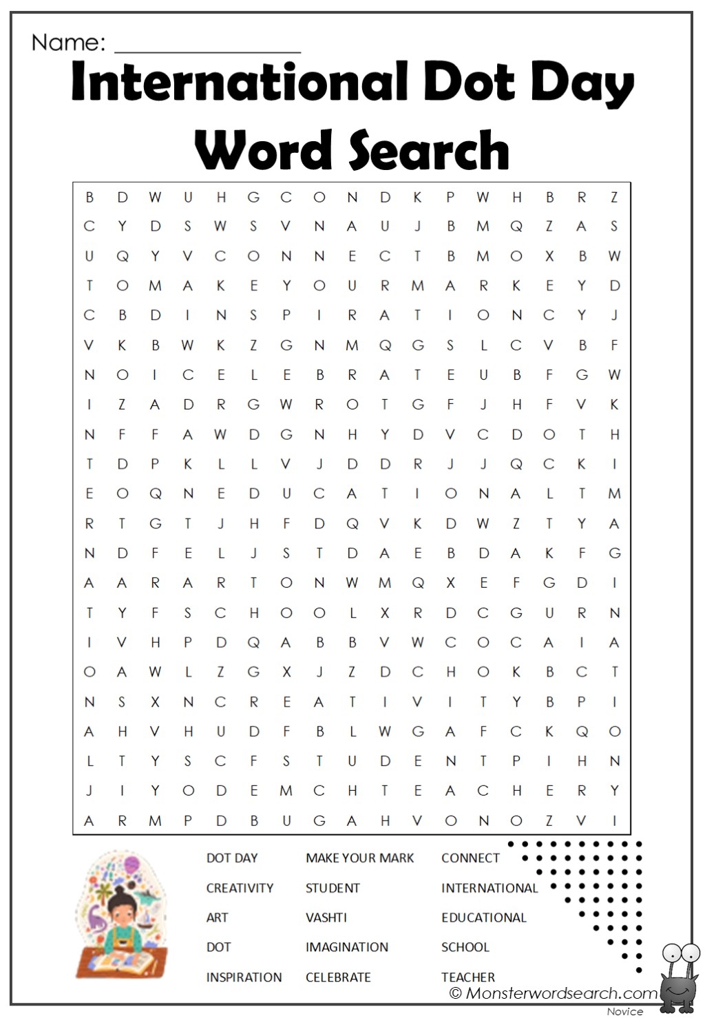 International Dot Day Word Search Monster Word Search International Dot Day Word Search Monster Word Search