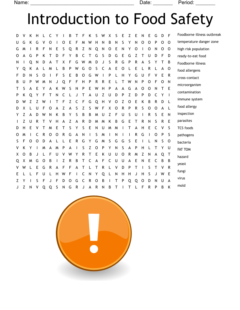 Food Safety Word Search Printable Food Safety Word Search Printable
