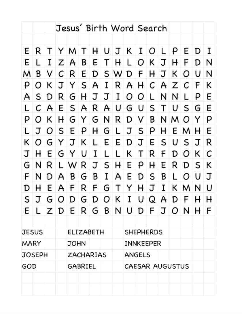 Jesus Birth Word Search Ministry To Children Jesus Birth Word Search Ministry To Children
