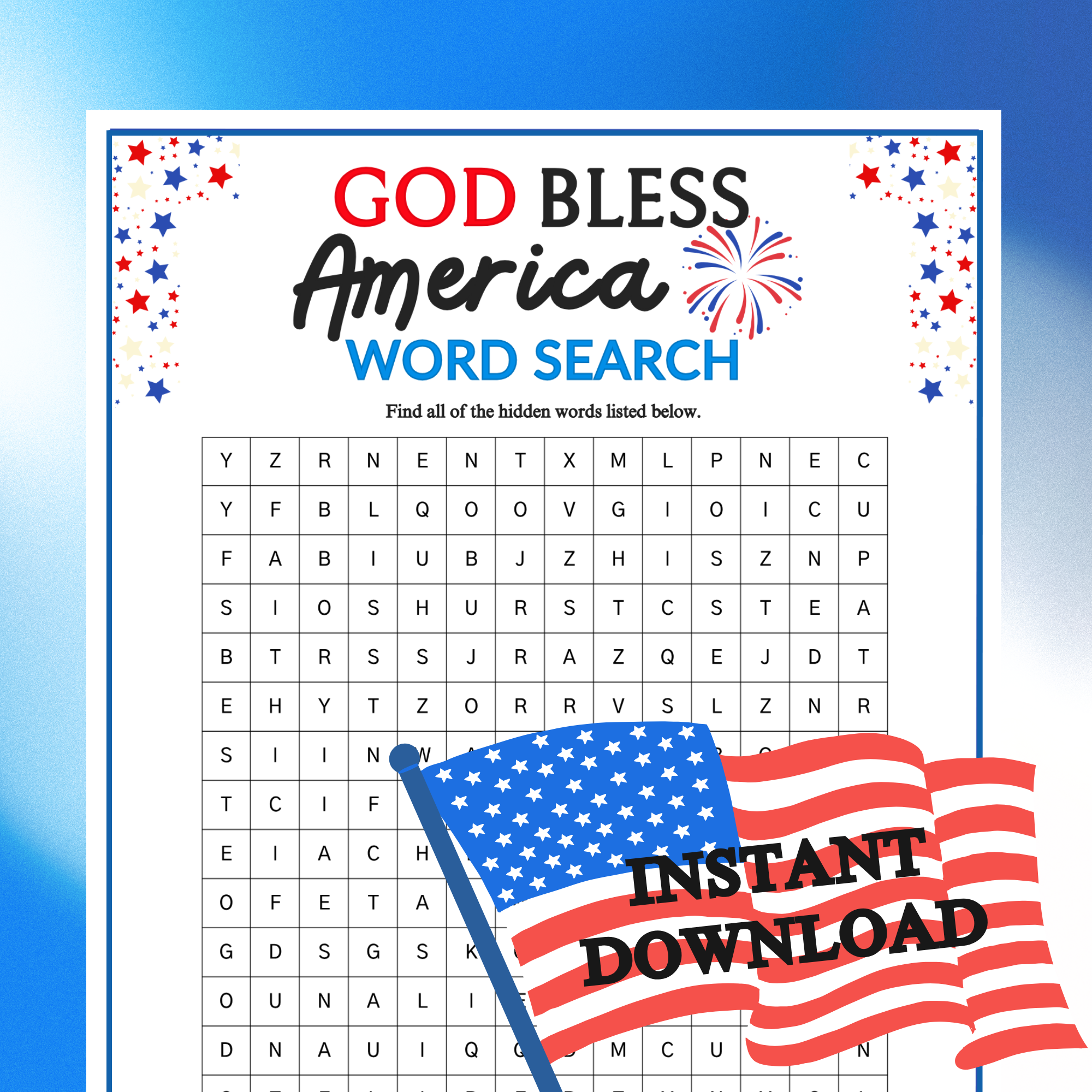 July 4th God Bless America Word Search Printable For Church Kids Teens Adults Sunday School Ministry Homeschool Bible Group Learning Activity Classful July 4th God Bless America Word Search Printable For Church Kids Teens Adults Sunday School Ministry Homeschool Bible Group Learning Activity Classful