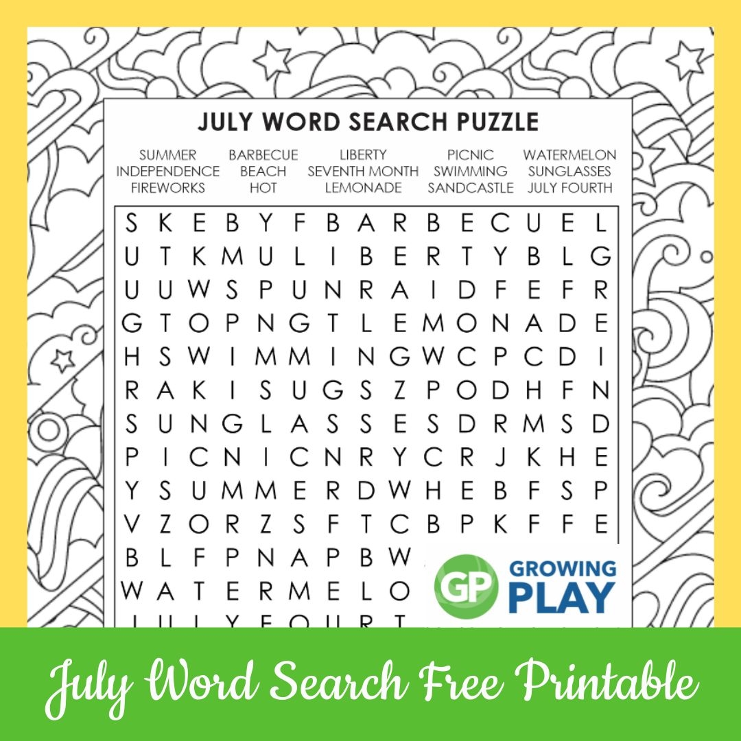 July Word Search Free Printable Growing Play July Word Search Free Printable Growing Play