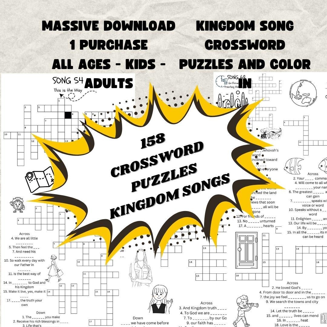JW Crossword Puzzles 158 Song Worksheets Relax And Color In Kids And Adults All Ages Instant PDF Download Meetings Or Personal Study Etsy JW Crossword Puzzles 158 Song Worksheets Relax And Color In Kids And Adults All Ages Instant PDF Download Meetings Or Personal Study Etsy