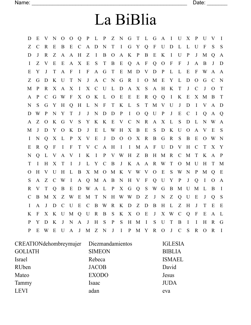 La BiBlia Word Search WordMint La BiBlia Word Search WordMint