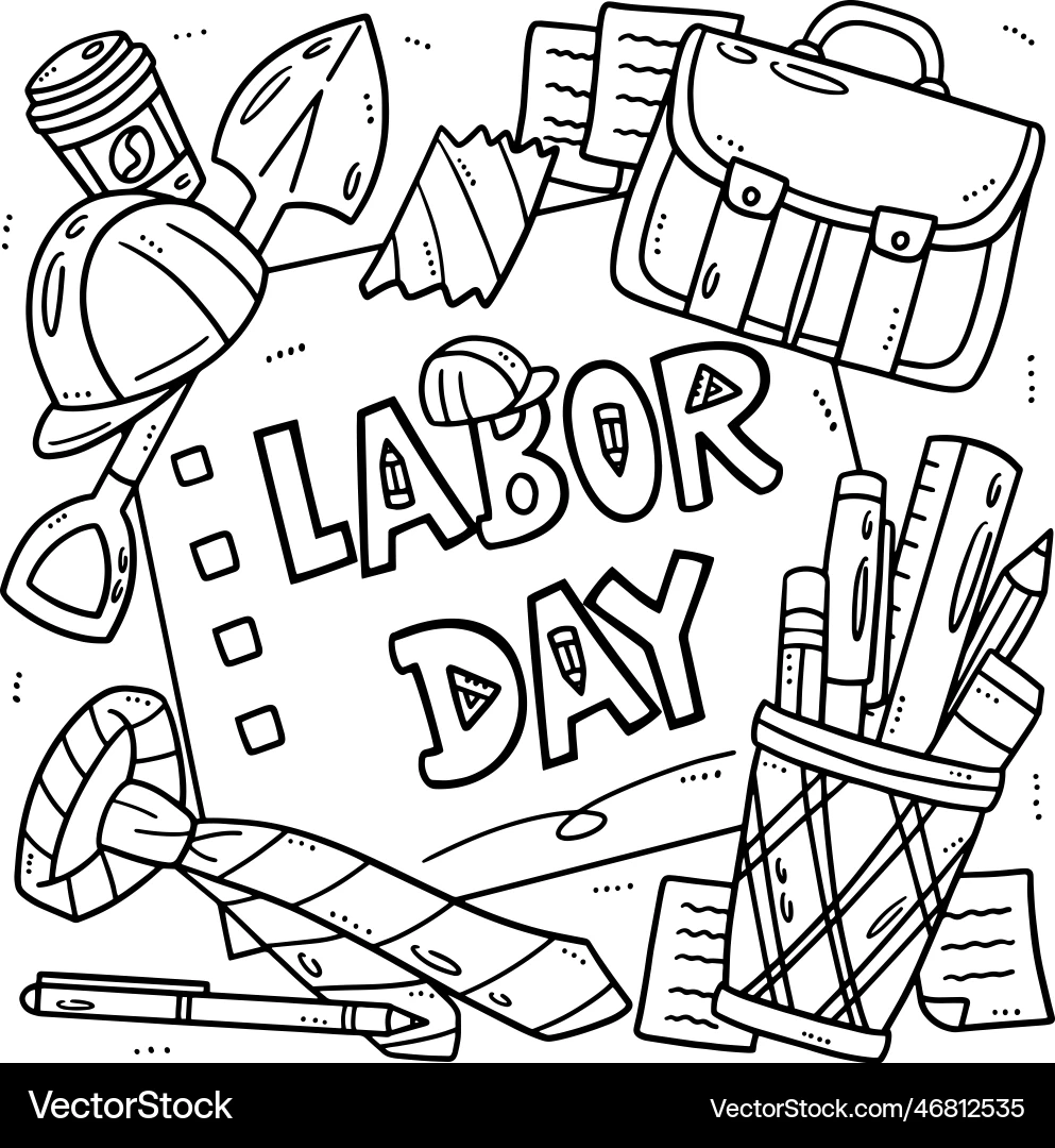Labor Day Coloring Page For Kids Royalty Free Vector Image Labor Day Coloring Page For Kids Royalty Free Vector Image