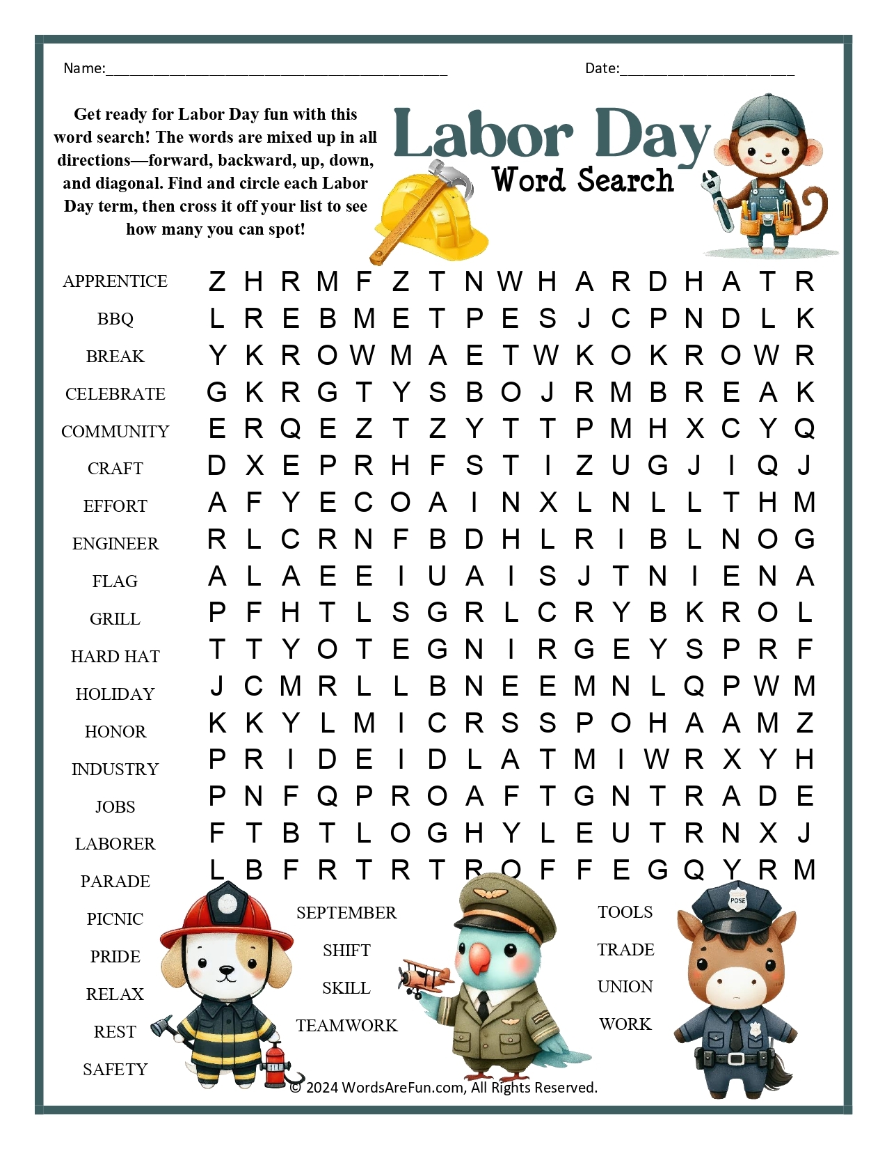 Free Printable Labor Day Word Search Puzzles Free Printable Labor Day Word Search Puzzles