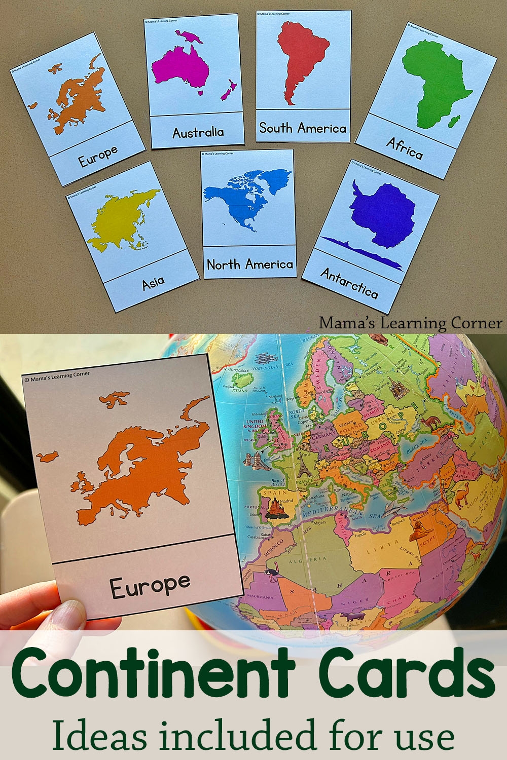 Learn The Continents Cards Free Printable Mamas Learning Corner Learn The Continents Cards Free Printable Mamas Learning Corner