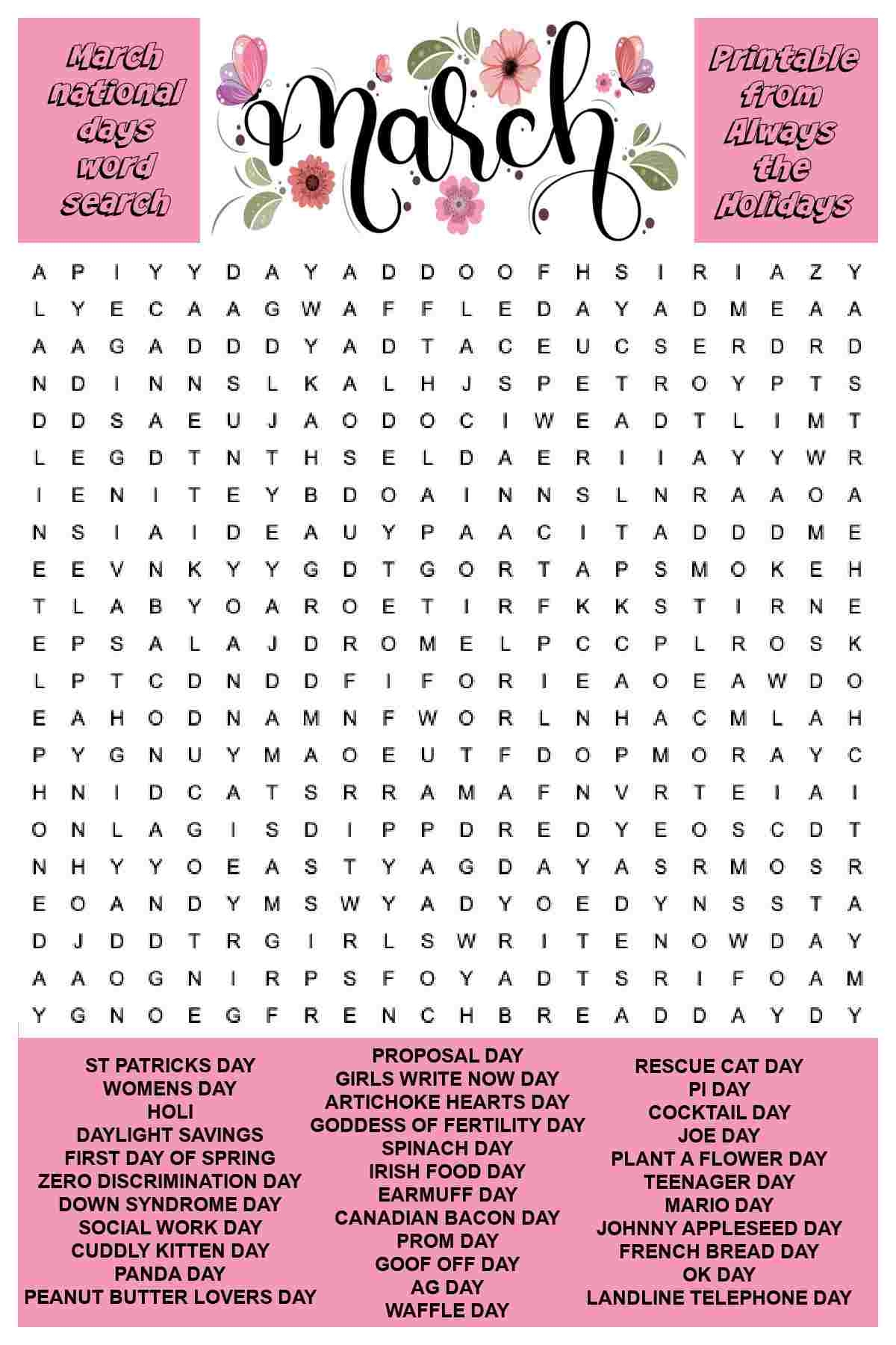 Printable Word Search Puzzles Free For Adult