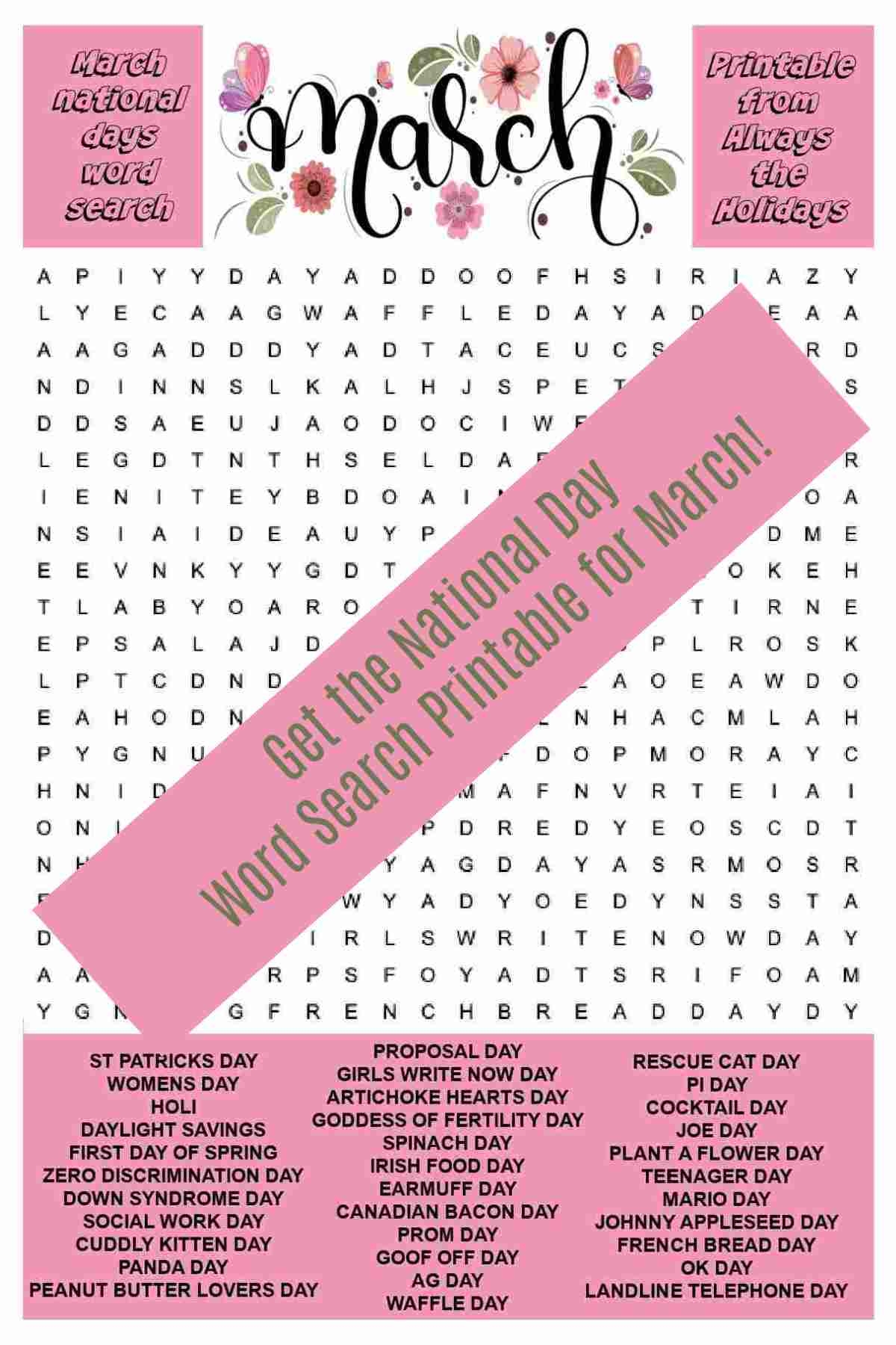 Today's Word Search Printable