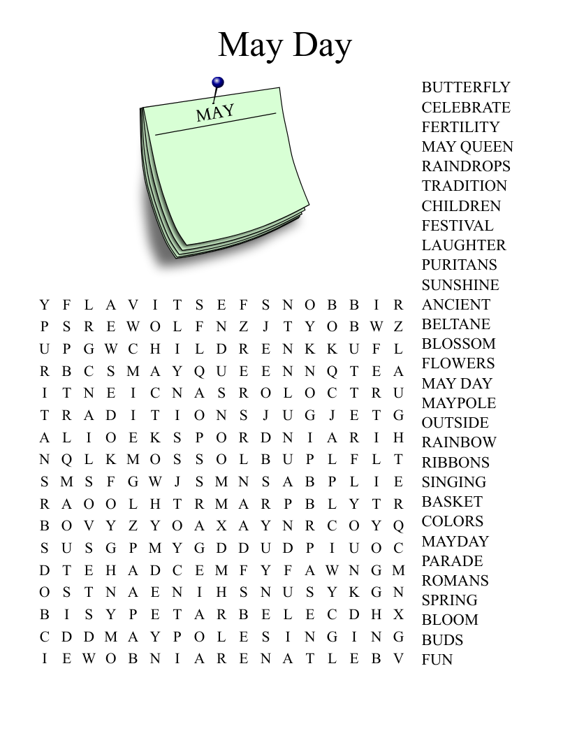 Free Printable May Word Search Free Printable May Word Search