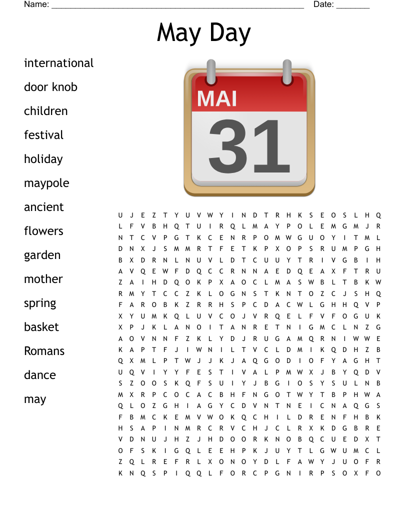 May Day Word Search Printable May Day Word Search Printable