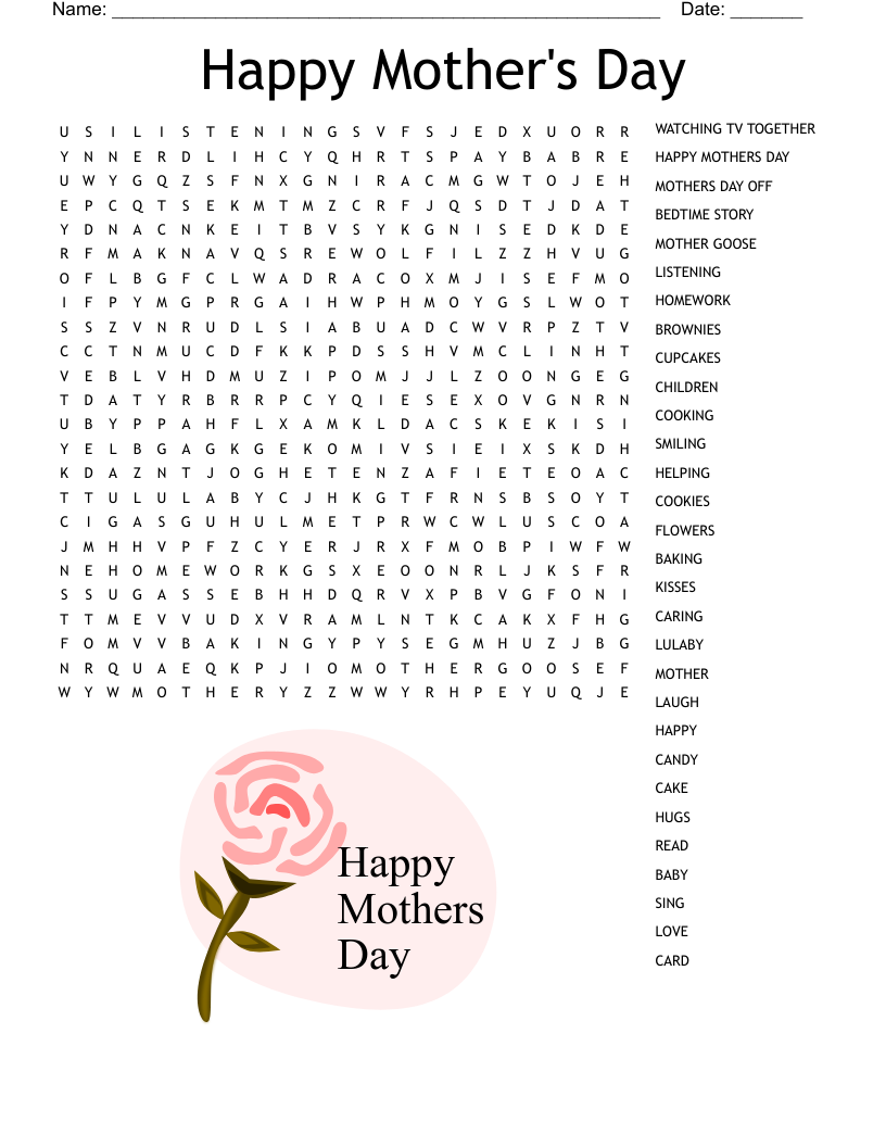 Mother s Day Word Search WordMint Mother s Day Word Search WordMint