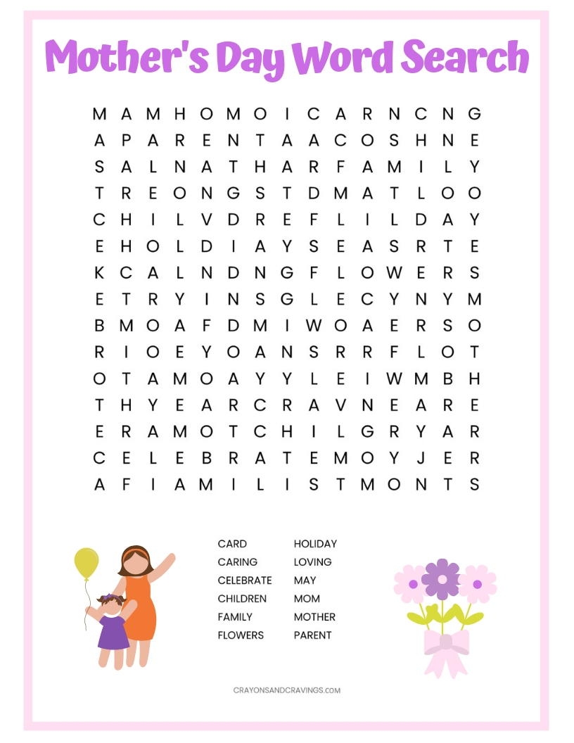 Mothers Day Word Search Printable AllFreePaperCrafts Mothers Day Word Search Printable AllFreePaperCrafts