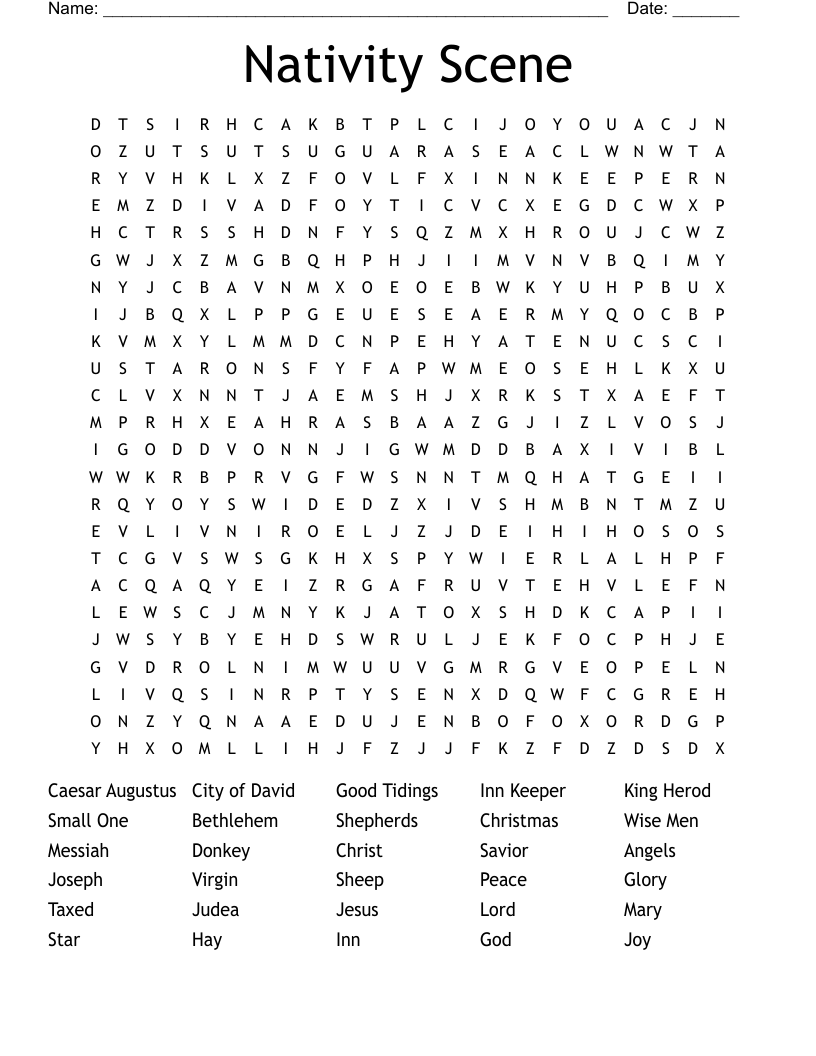 Free Printable Christmas Word Search Nativity Free Printable Christmas Word Search Nativity