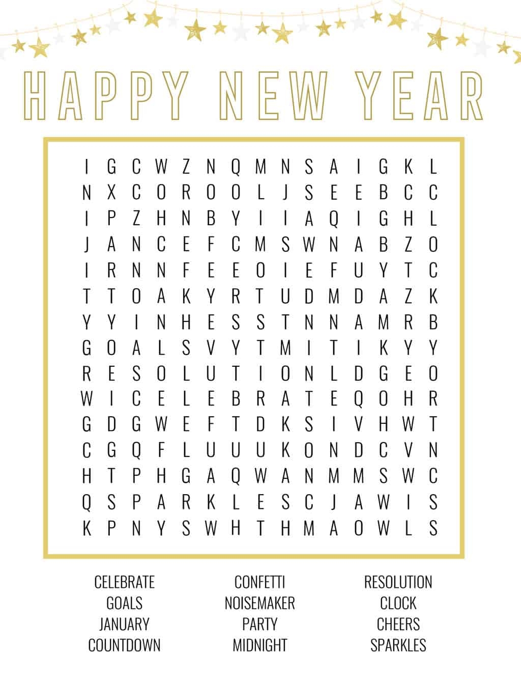 New Year Word Search Puzzles Free Printable New Year Word Search Puzzles Free Printable