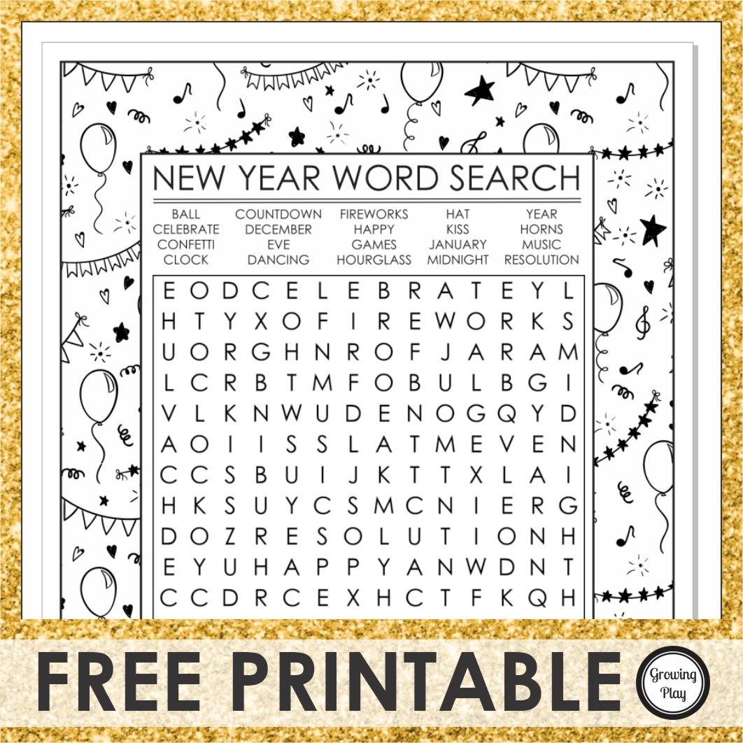 New Year Word Search FREE Growing Play New Year Word Search FREE Growing Play