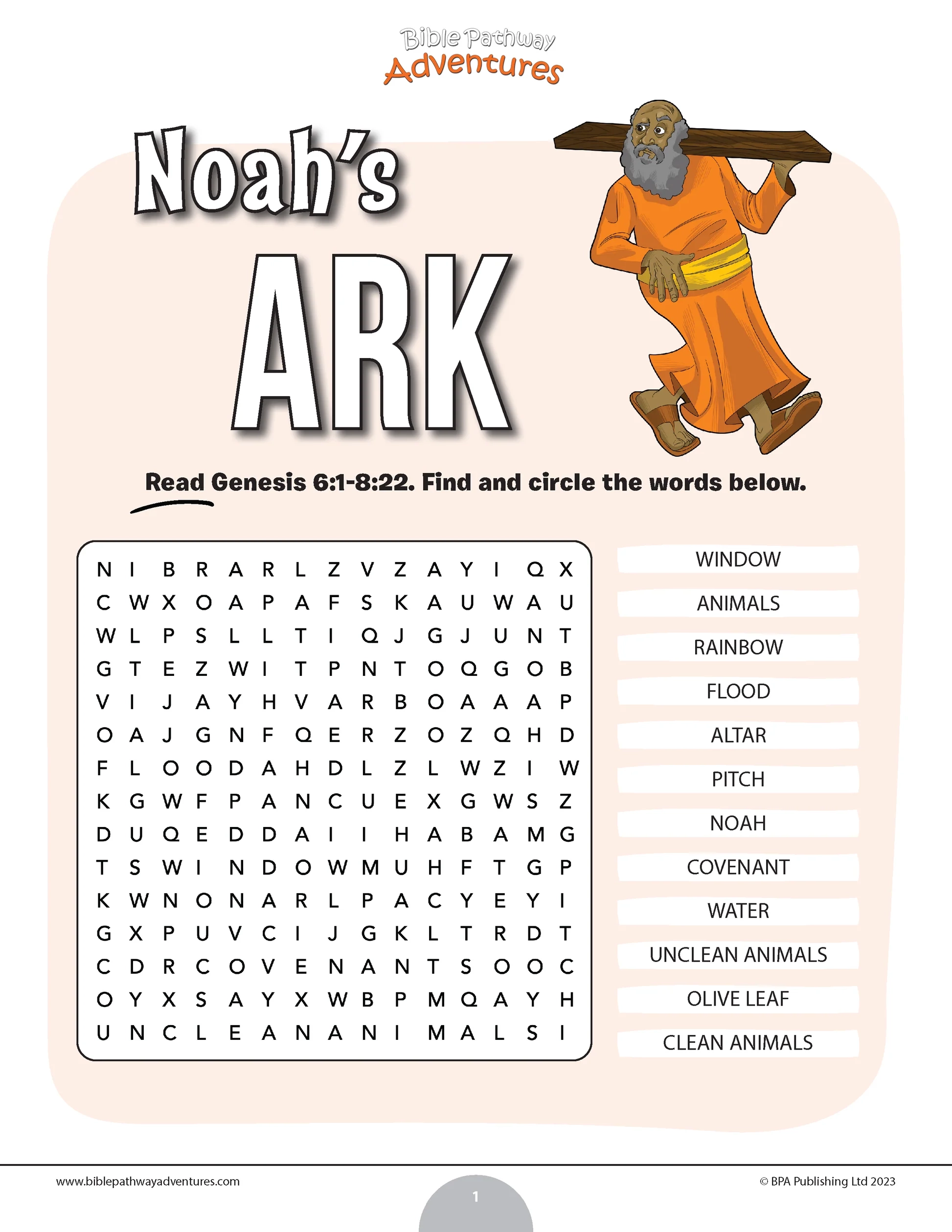 Noah s Ark Word Search PDF Bible Pathway Adventures Noah s Ark Word Search PDF Bible Pathway Adventures