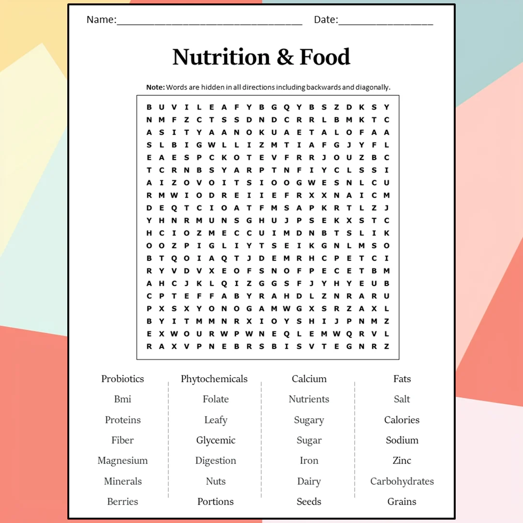 Healthy Food Word Search Puzzles Printable Healthy Food Word Search Puzzles Printable