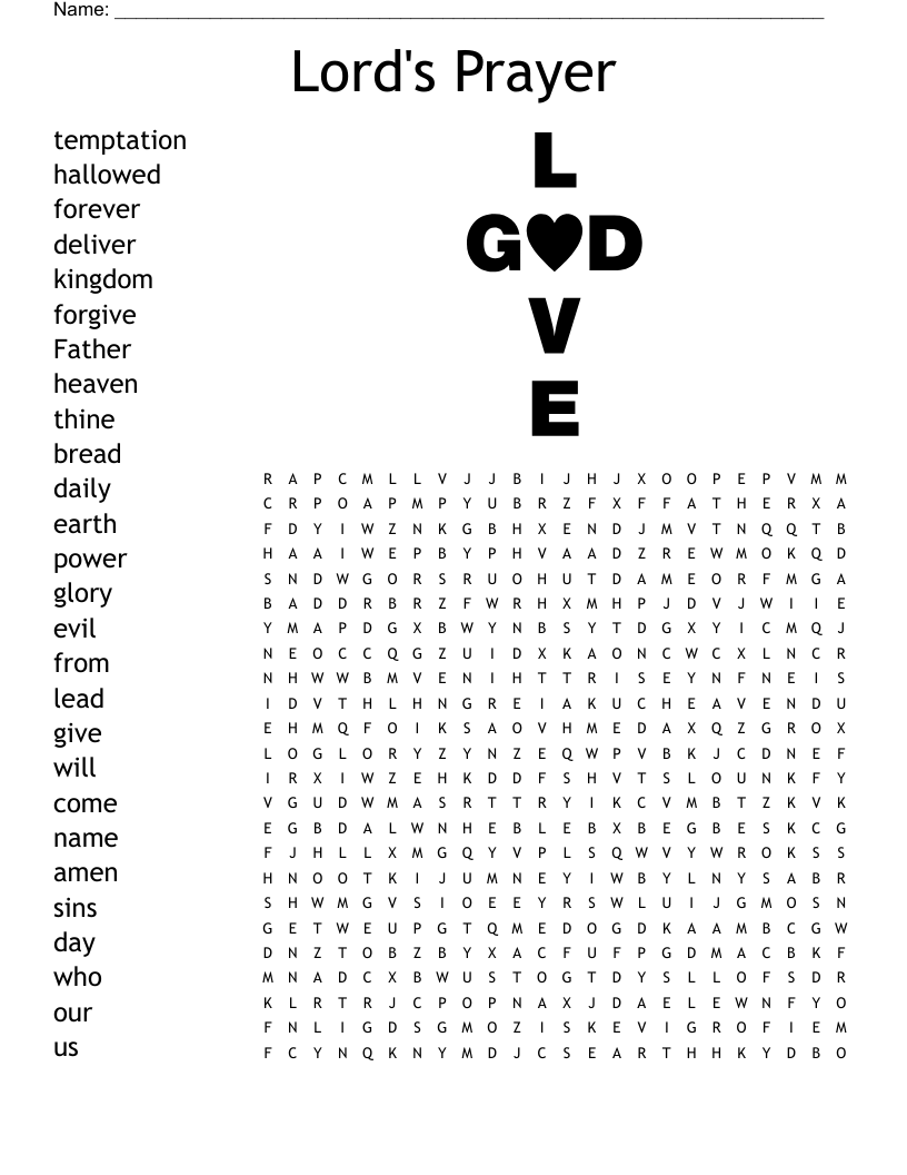 Our Father Word Search WordMint Our Father Word Search WordMint