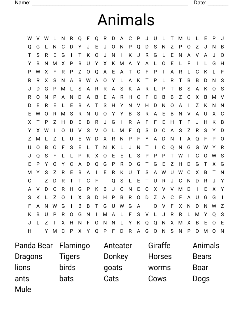 Perfect Pets Word Search WordMint Perfect Pets Word Search WordMint