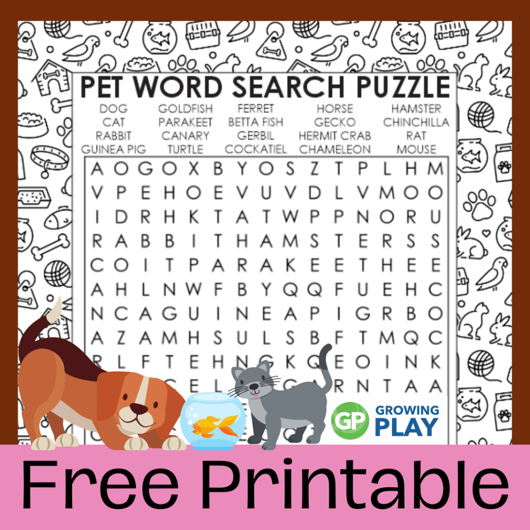 Pet Word Search Free Printable Growing Play Pet Word Search Free Printable Growing Play