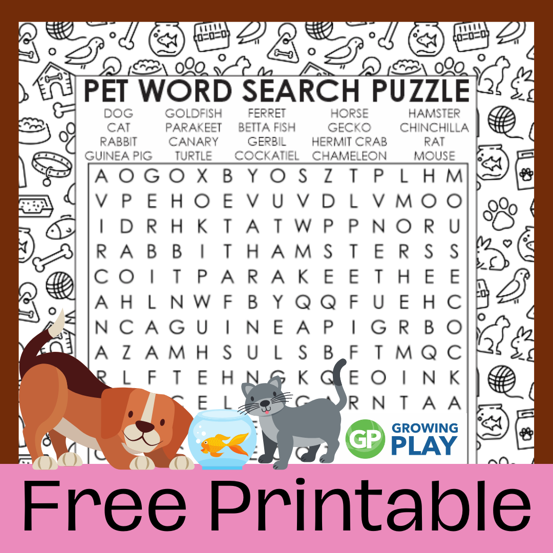 Pet Word Search Free Printable Growing Play Pet Word Search Free Printable Growing Play
