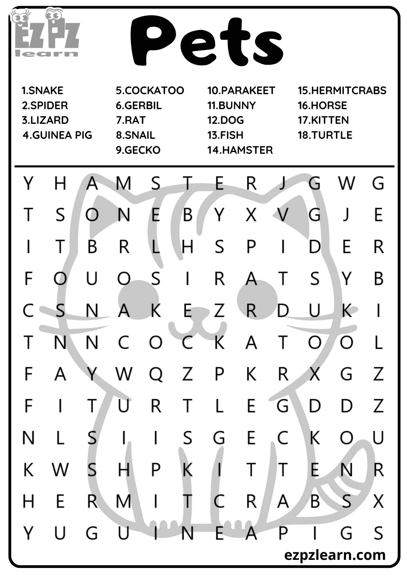 Pets Vocabulary Word Search For Kids And English Language Learners 18 Words Free PDF Download Ezpzlearn Pets Vocabulary Word Search For Kids And English Language Learners 18 Words Free PDF Download Ezpzlearn