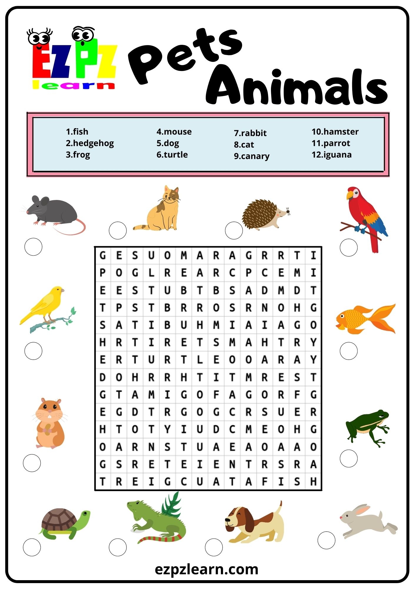 Pets Word Search Worksheet Ezpzlearn Pets Word Search Worksheet Ezpzlearn