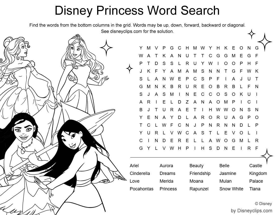Disney Movie Word Search Printable