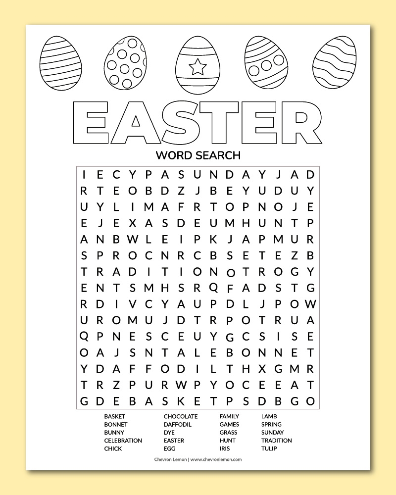 Printable Easter Word Search Easy