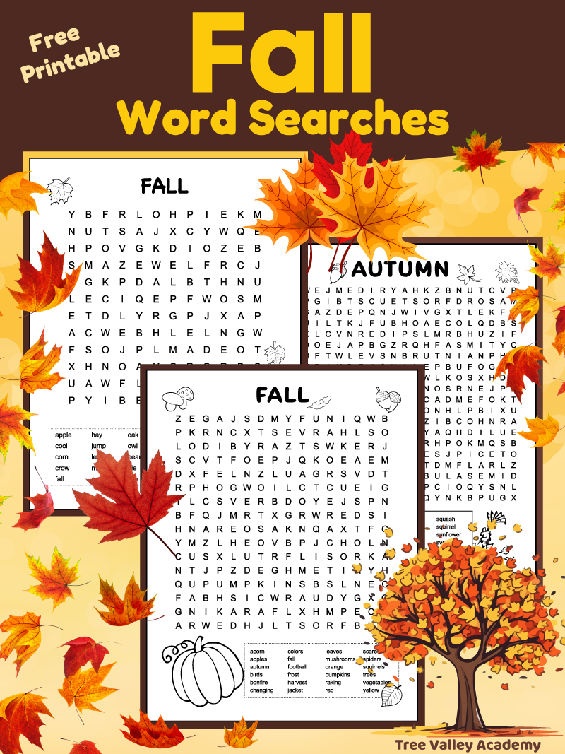 Printable Fall Word Searches For Kids Tree Valley Academy Printable Fall Word Searches For Kids Tree Valley Academy