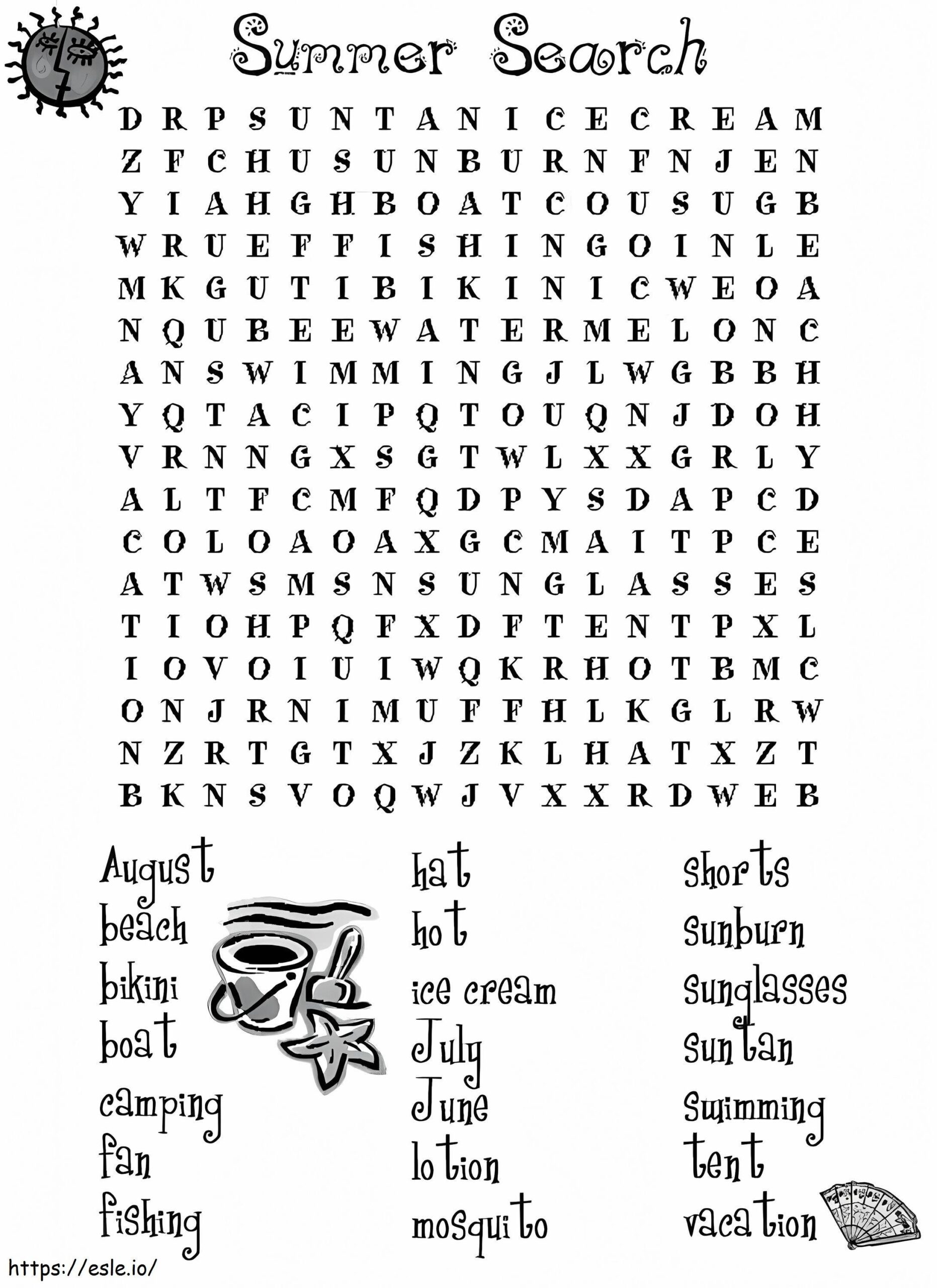 Free Printable Summer Word Search Puzzles